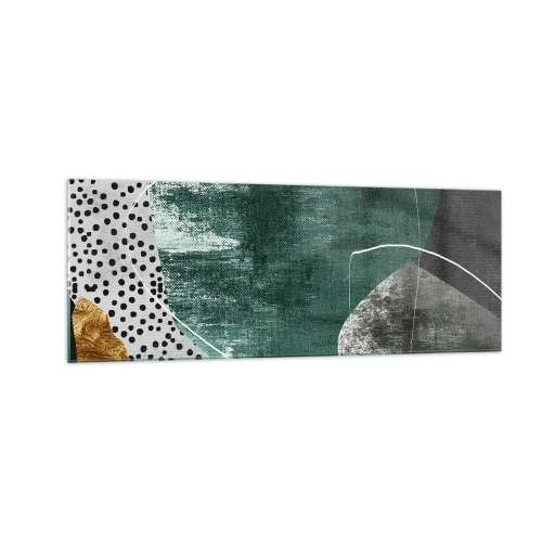 Schilderen op glas - Kleurrijke abstractie met bladgoud - 140x50 cm