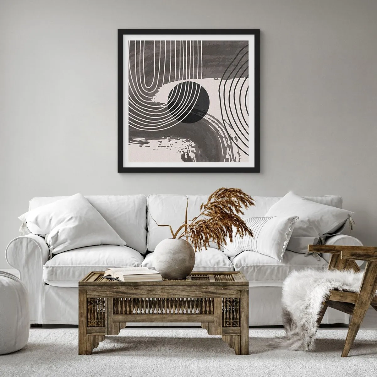 Poster in een zwarte lijst - Het ovaal wint - 60x60 cm