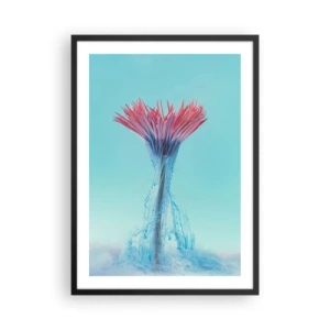 Poster in een zwarte lijst - Een bloem omringd door kleurrijke beekjes op een pastelkleurige achtergrond - 50x70cm - In een verkwikkende omhelzing - Moderne wanddecoratie voor woonkamer en slaapkamer ARTTOR
