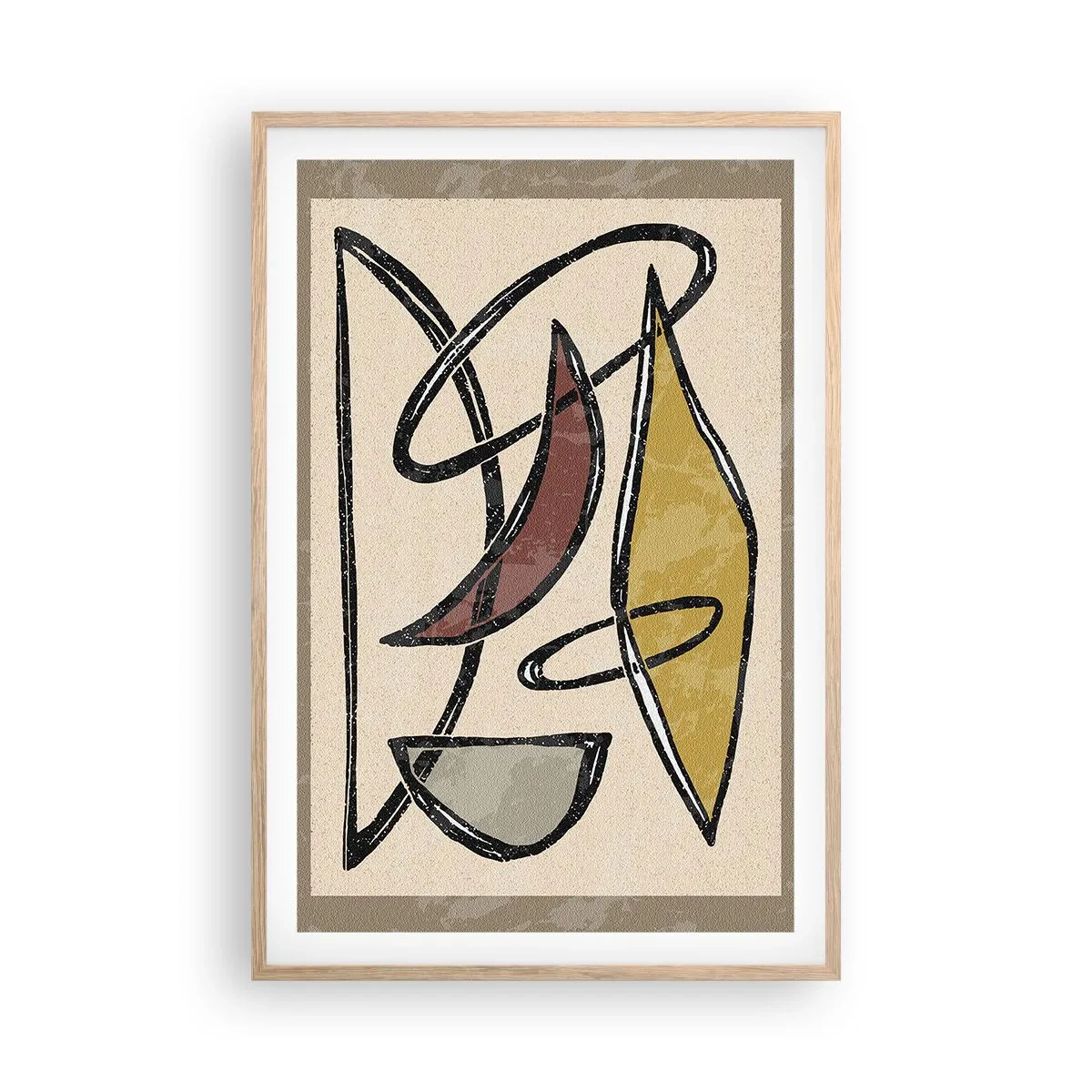 Een poster in een licht eiken lijst - Verticale en horizontale lijnen - 61x91 cm