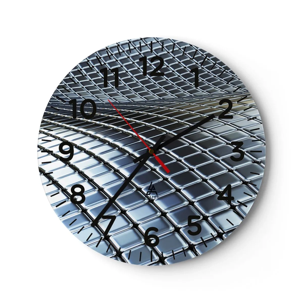 Wandklok - Klok - Metallic zilveren golf - 40x40 cm