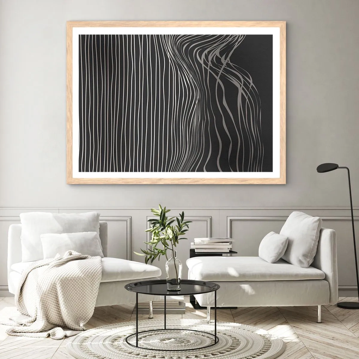 Een poster in een licht eiken lijst - Ritme en accent - 100x70 cm