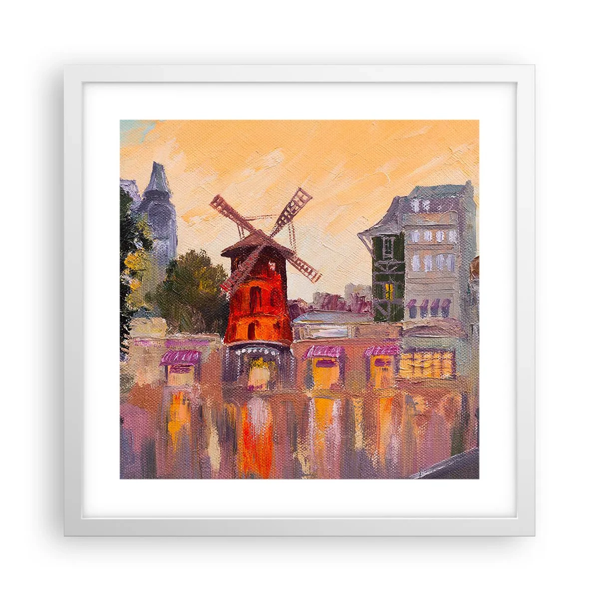 Poster in een witte lijst - Parijse iconen – Moulin Rouge - 40x40 cm