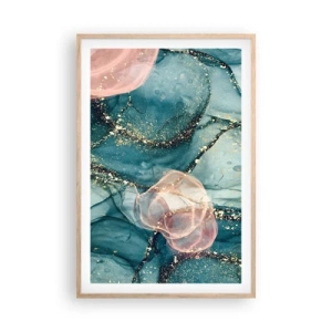 Een poster in een licht eiken lijst - Zijdeblauw, tule roze - 61x91 cm