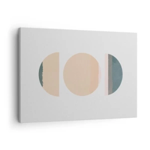 Schilderen op canvas - Abstracte geometrische vormen in pastelkleuren - 70x50cm - Een Wiel achter een andere - Moderne wanddecoratie voor woonkamer en slaapkamer ARTTOR