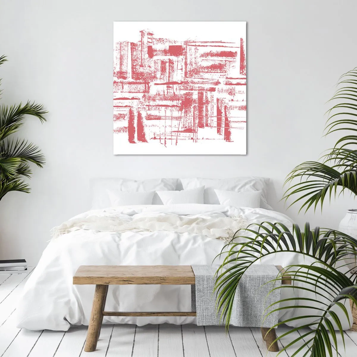 Schilderen op canvas - De rode stad - 70x70 cm