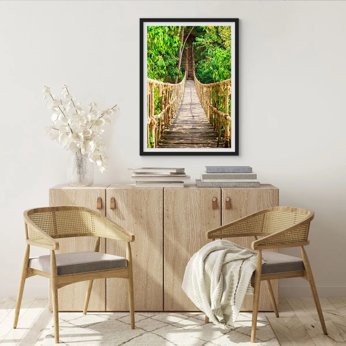 Poster in een zwarte lijst - Opgeschort in het groen - 40x50 cm