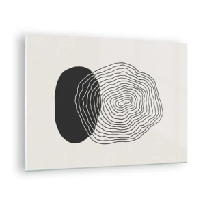 Schilderen op glas - Abstract patroon met zwart-witte ovalen en lijnen - 70x50cm - Duur en spiertrekkingen - Moderne wanddecoratie voor woonkamer en slaapkamer ARTTOR