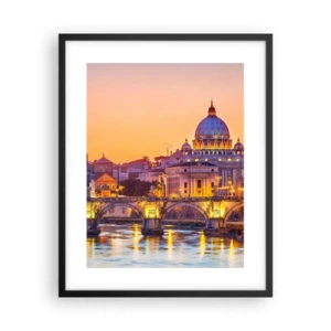 Poster in een zwarte lijst - Zonsondergang boven de Eeuwige Stad - 40x50 cm