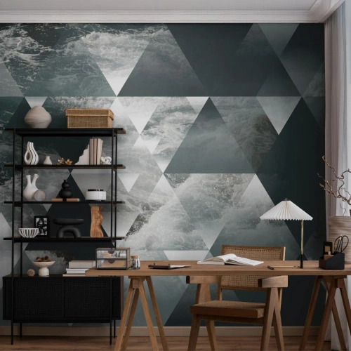 Zelfklevend Fotobehang Deluxe Sticker - Kristal perspectief - Abstractie, Golven, Deel - 200x140 cm