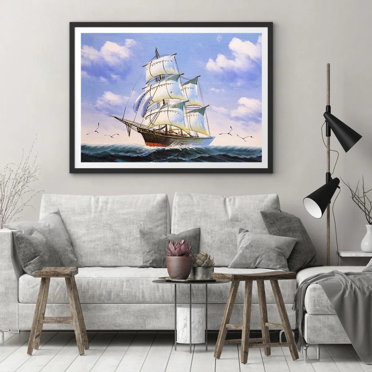 Poster in een zwarte lijst - Trots met de wind - 70x50 cm