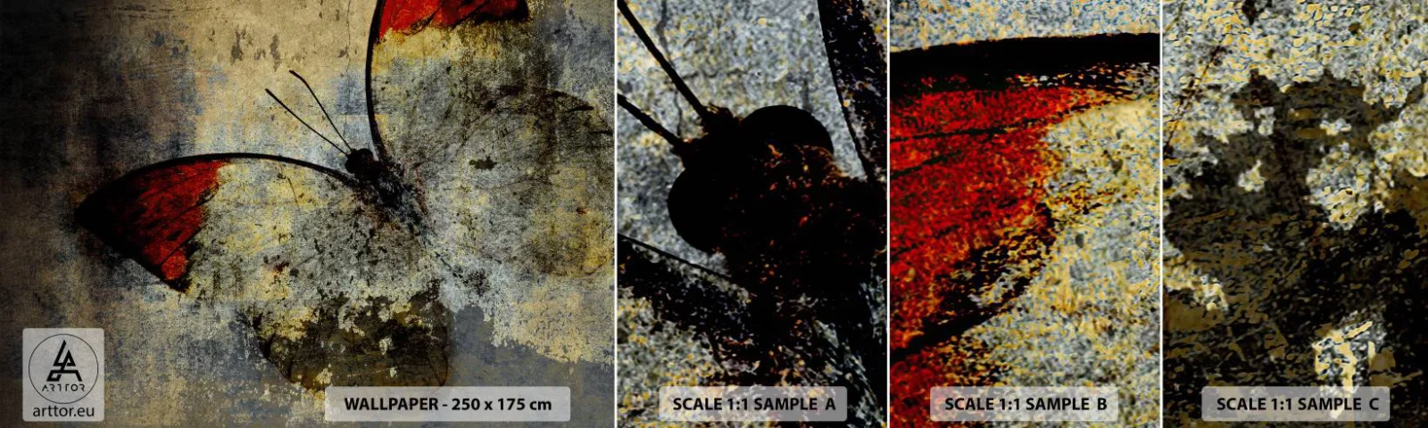 Fotobehang Monster Zelfklevend Deluxe Sticker - Kijk voordat ik verdwijn - Abstractie, Vlinder, Deel - 100x30 cm