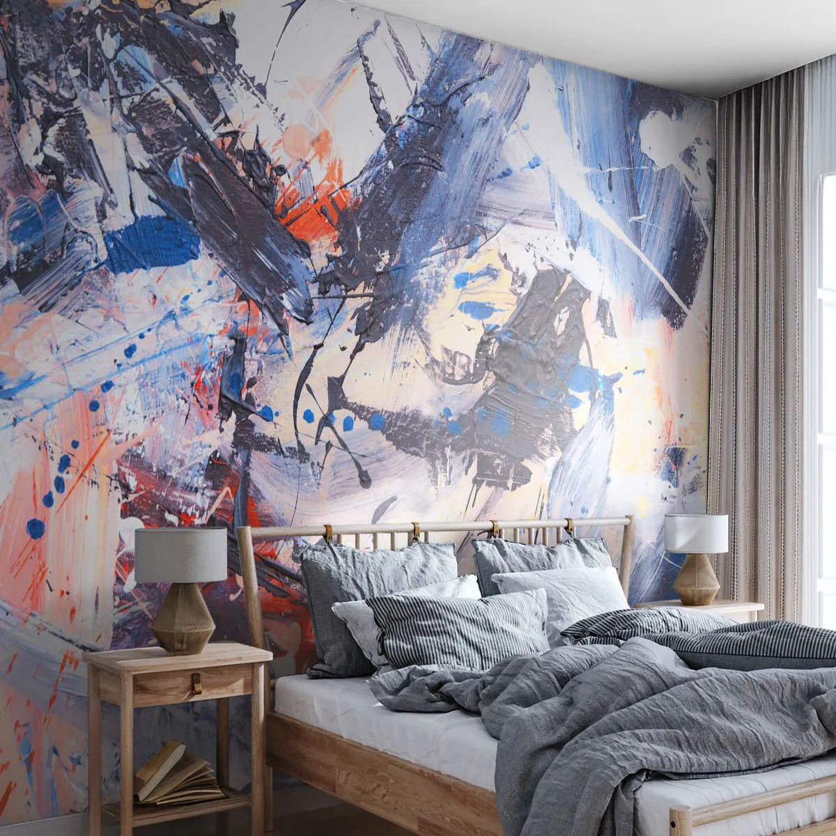 Zelfklevend Fotobehang Deluxe Sticker - Gekke dans van abstractie - Abstractie, Deel, Schilderen - 250x175 cm