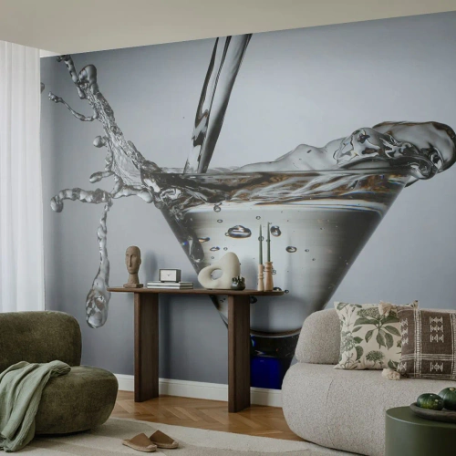 Fotobehang Premium Sand - Op de rand van de beker - Glas, Drankje, Gastronomie - 100x70 cm