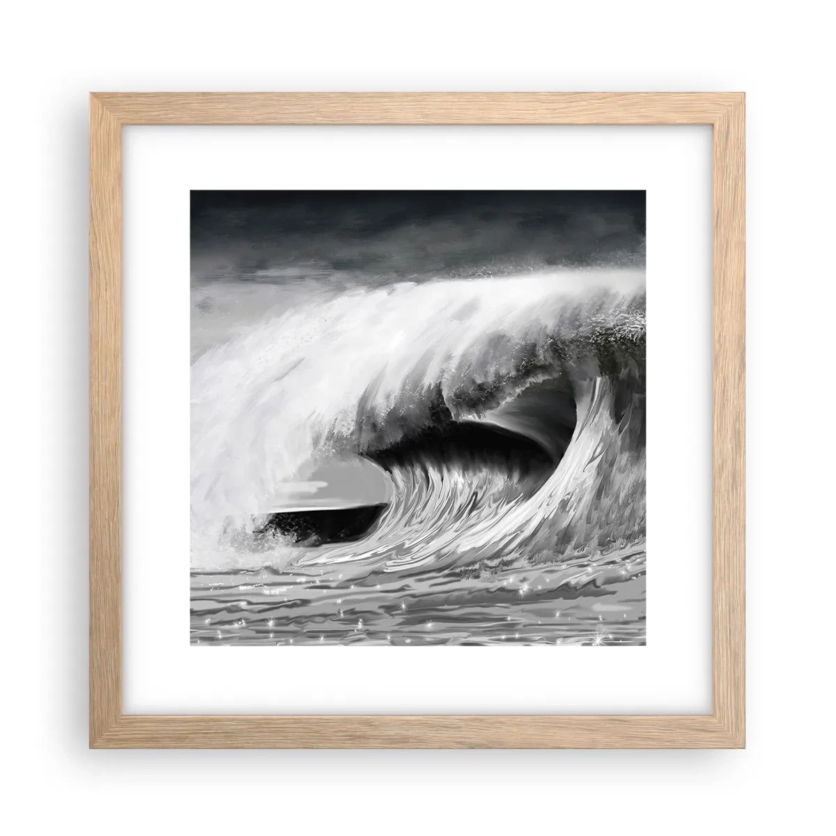 Een poster in een licht eiken lijst - De woede van de oceaan - 30x30 cm