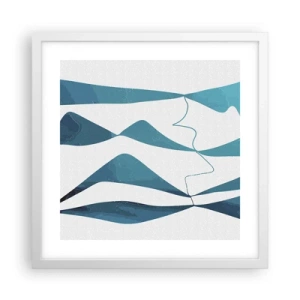 Poster in een witte lijst - Abstractie: turquoise verbinding - 40x40 cm