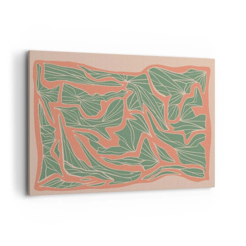 Schilderen op canvas - De strijd tussen koraal en groen - 100x70 cm