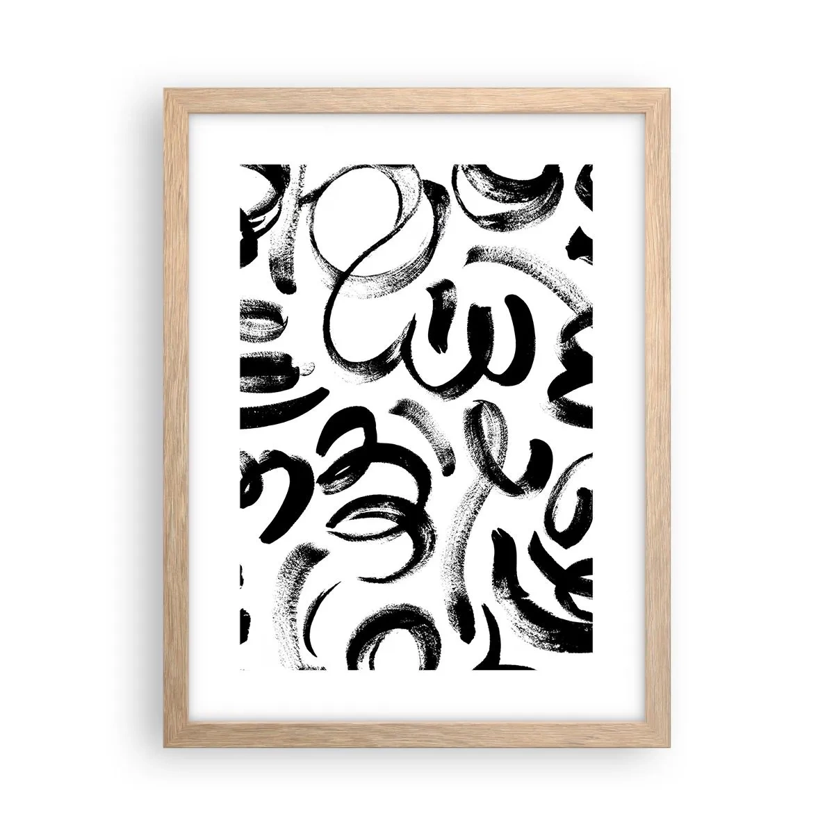 Een poster in een licht eiken lijst - Zwart op wit - 30x40 cm