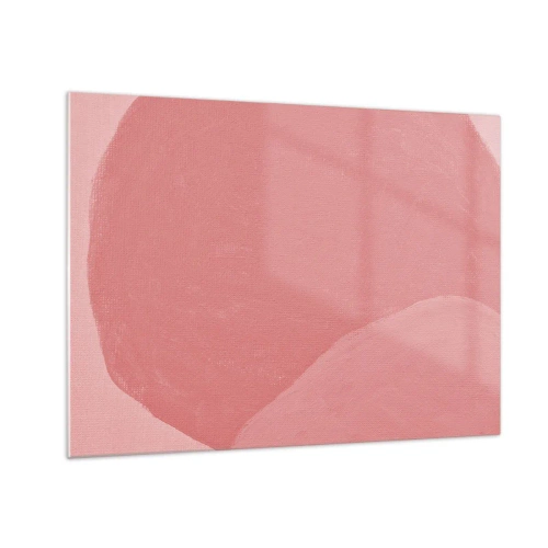 Schilderen op glas - Een abstracte vorm in tinten roze en pastelkleuren. - 70x50cm - Organische compositie in roze - Moderne wanddecoratie voor woonkamer en slaapkamer ARTTOR