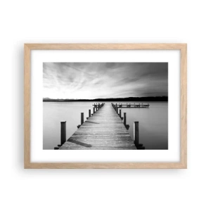 Een poster in een licht eiken lijst - Bij de waterput - vrede - 40x30 cm