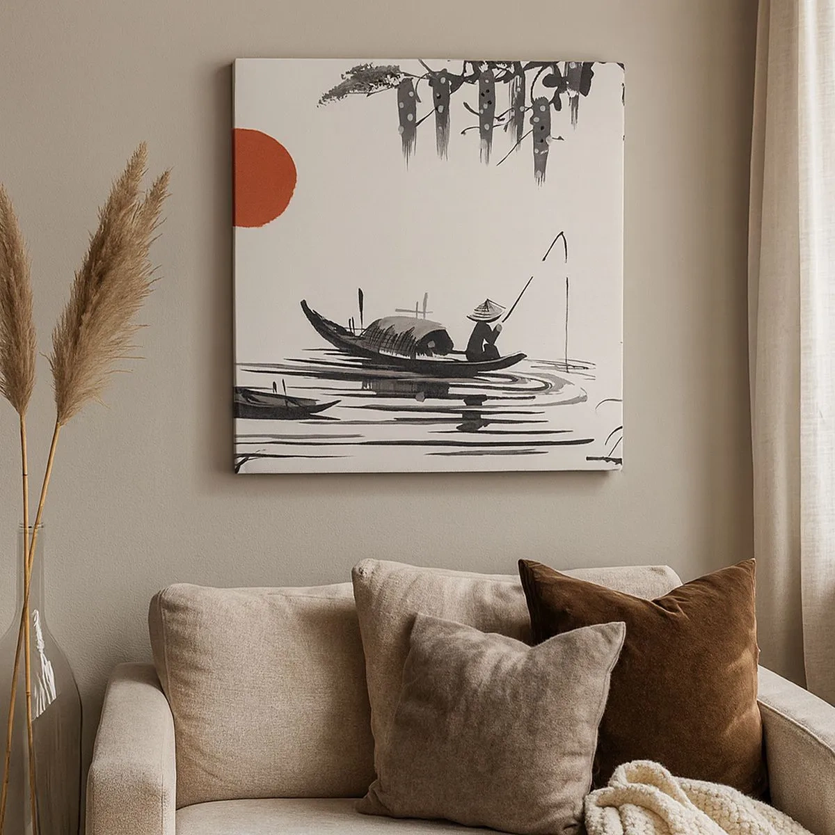 Schilderen op canvas - Aziatische middag - 30x30 cm