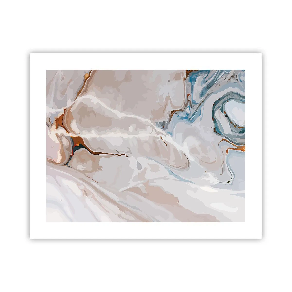 Poster - Blauw kronkelt onder het wit - 50x40 cm