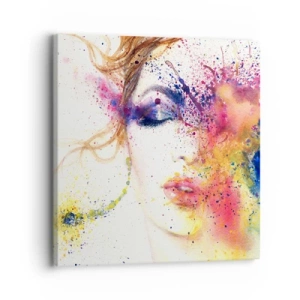 Schilderen op canvas - Regenboogduizeligheid - 30x30 cm