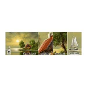 Fotobehang Staaltje Standard Eco - Mooi, als een foto - Landschap, Landhuis, Zeilboot - 100x30 cm