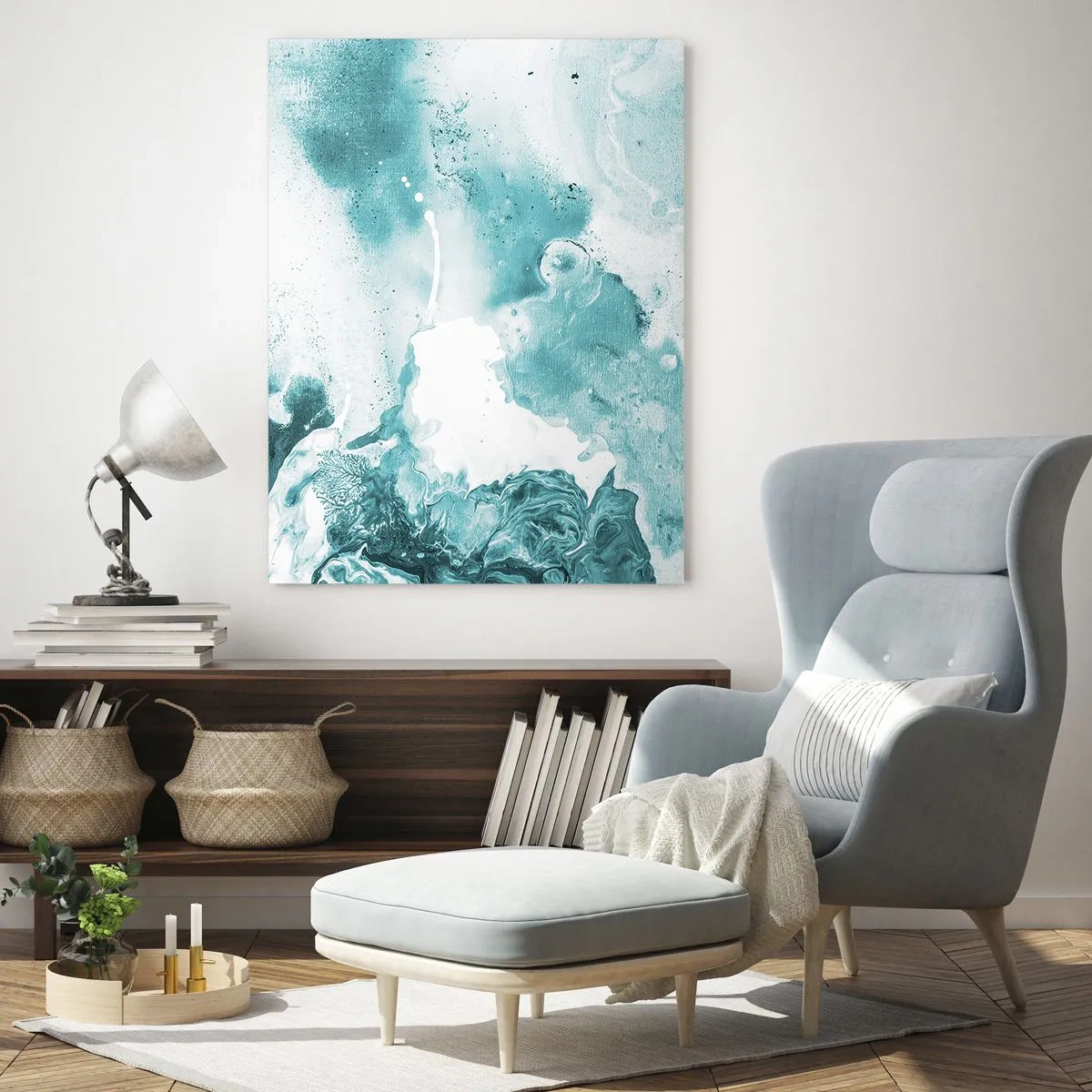 Schilderen op glas - Moerast van blauw - 50x70 cm