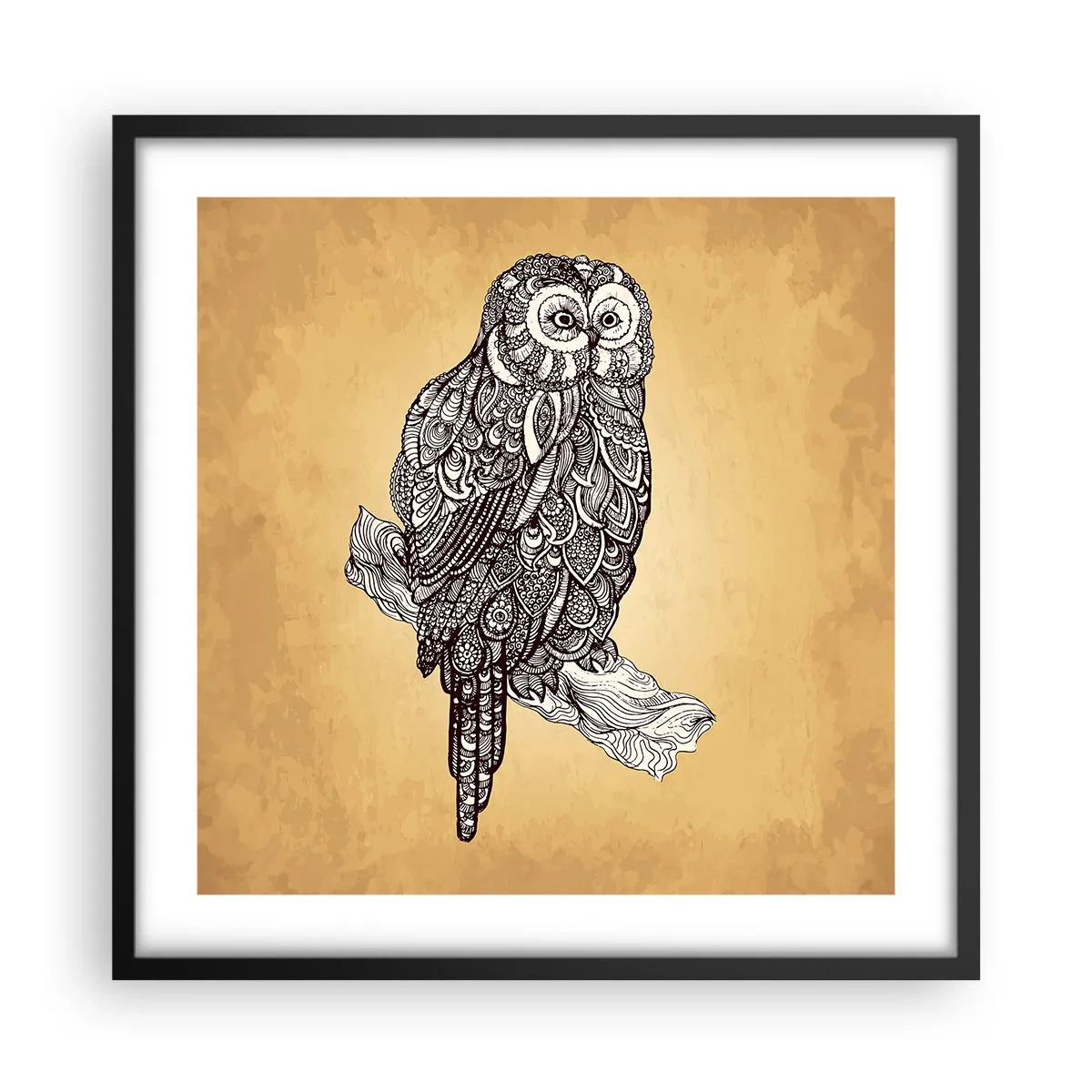 Poster in een zwarte lijst - Ingewikkelde ornamenten van wijsheid - 50x50 cm