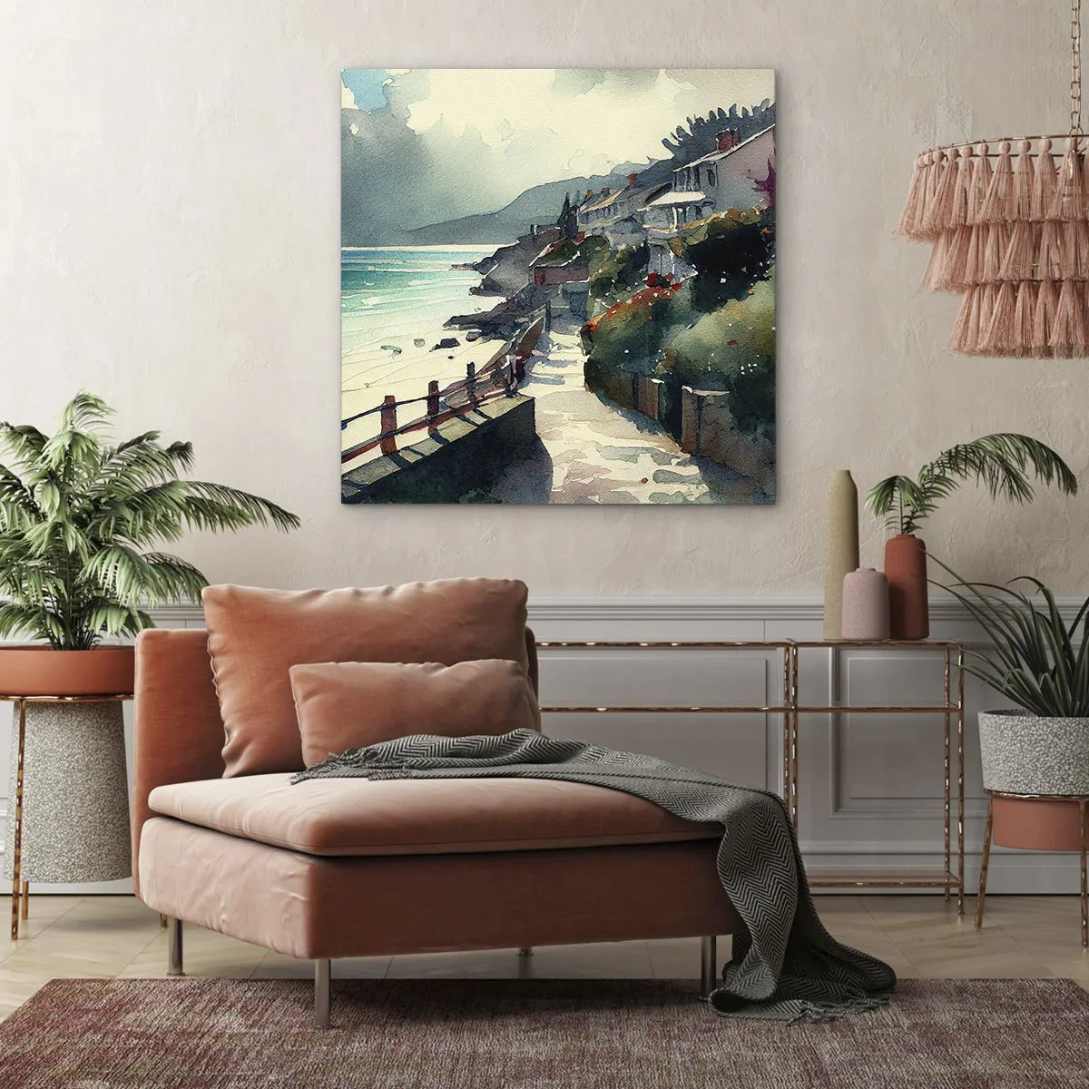 Schilderen op canvas - Mediterrane stad - 40x40 cm