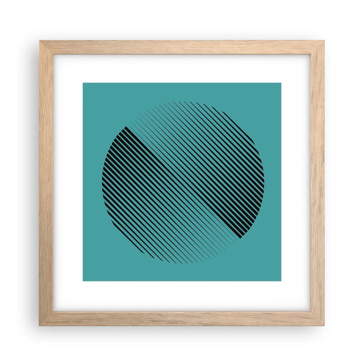 Een poster in een licht eiken lijst - Cirkel – een geometrische variatie - 30x30 cm