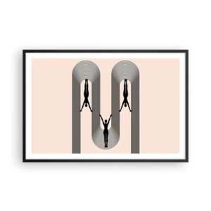 Poster in een zwarte lijst - Op zijn kop - 91x61 cm