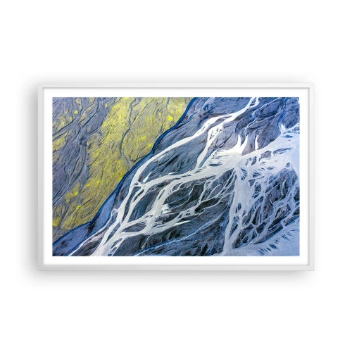 Poster in een witte lijst - Rotstekeningen van de natuur - 91x61 cm