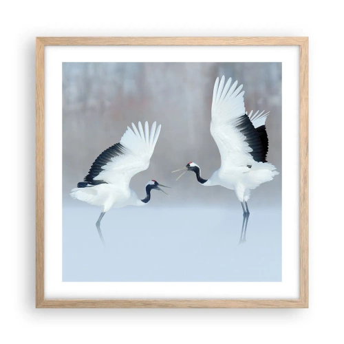 Een poster in een licht eiken lijst - Dans in de mist - 50x50 cm