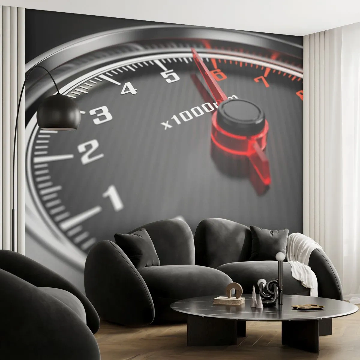 Fotobehang Premium Canvas - Geef vol gas - Automobiel, Snelheidsmeter, 3D - 250x175 cm