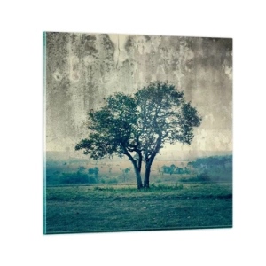 Schilderen op glas - Een appelboom op een blauw veld? - 30x30 cm