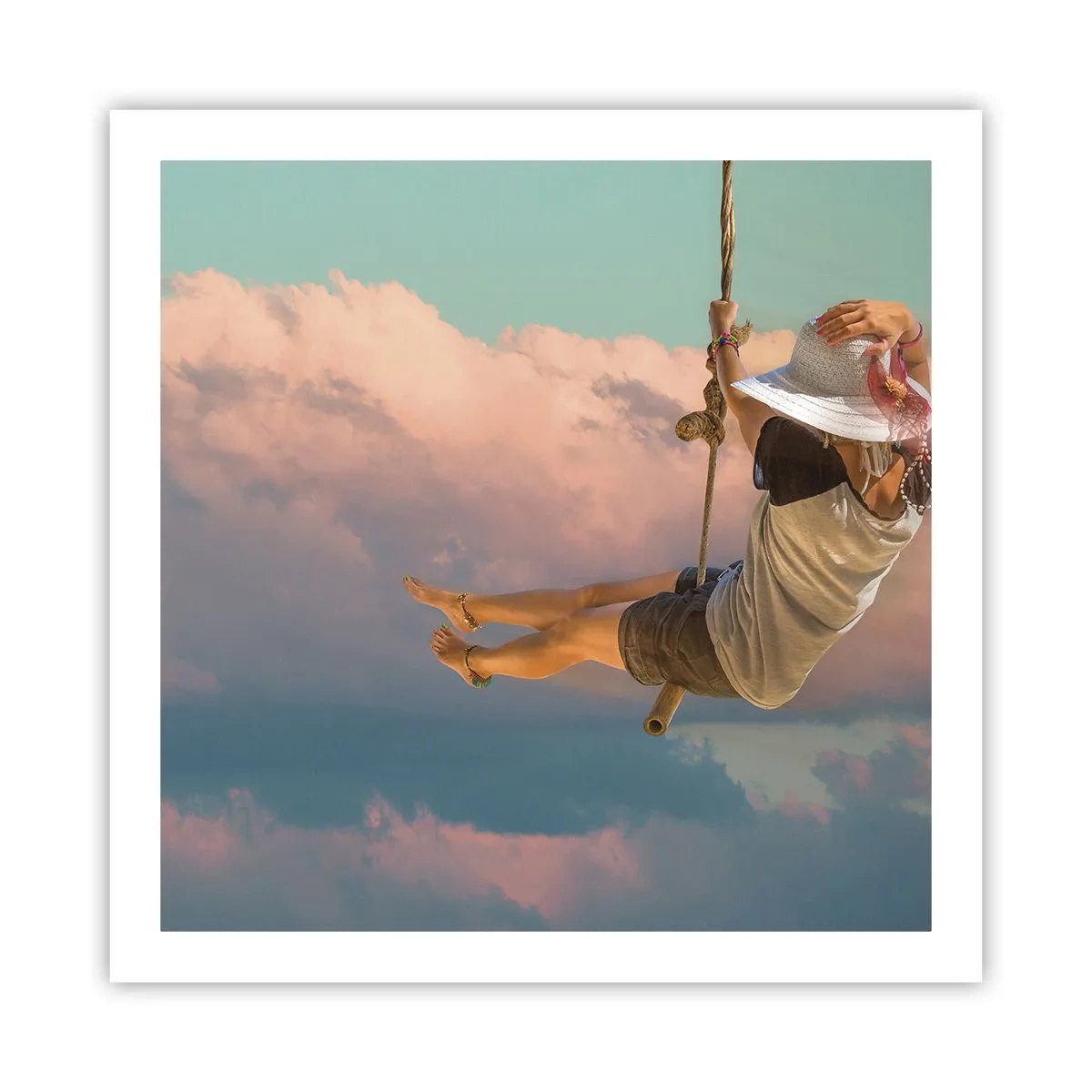 Poster - Plezier in de wolken - 60x60 cm