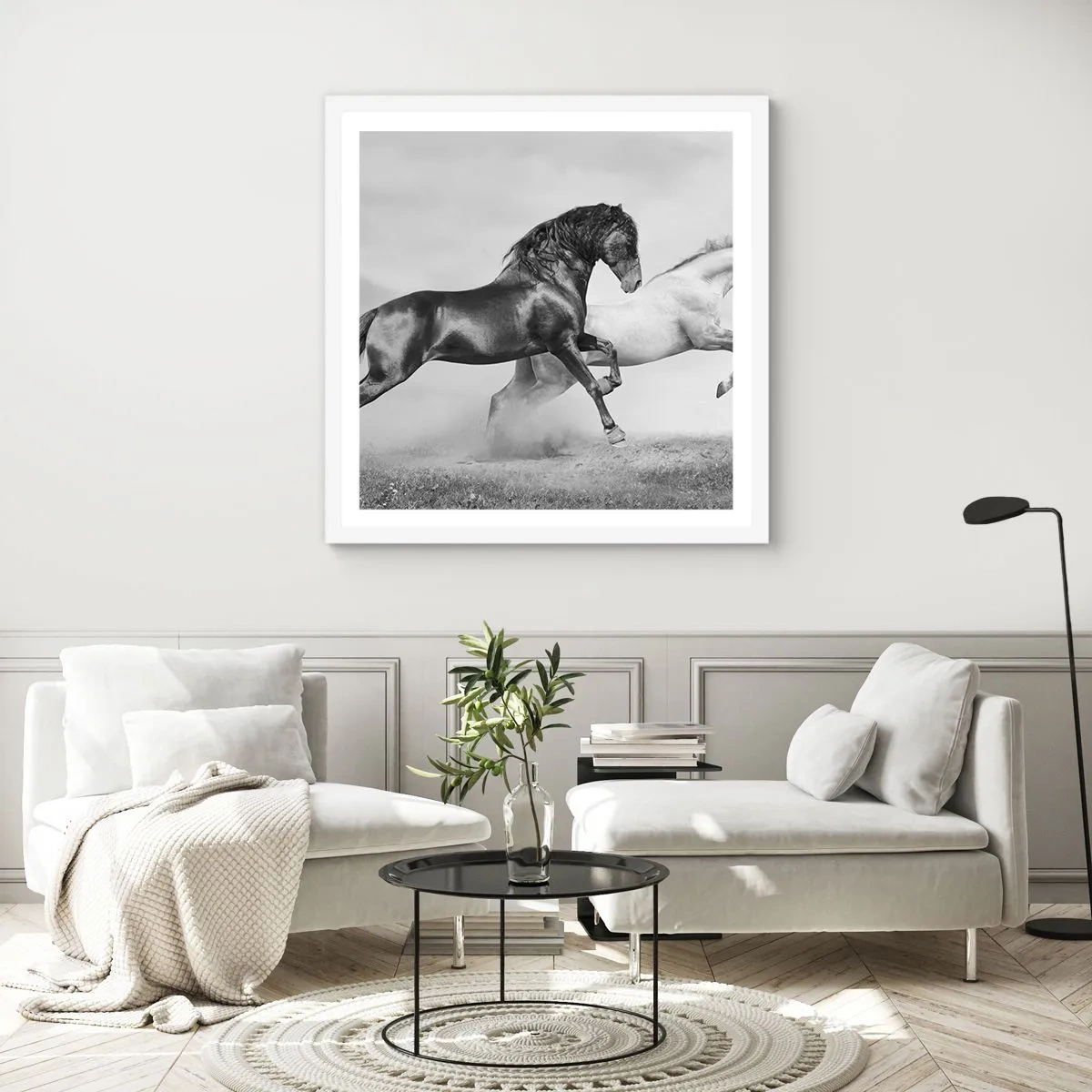 Poster in een witte lijst - Engelen en duivels - 60x60 cm