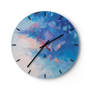 Wandklok - Klok - Abstracte compositie in tinten blauw en roze - 30x30cm - Winter abstractie - Moderne wanddecoratie voor woonkamer, keuken en slaapkamer ARTTOR