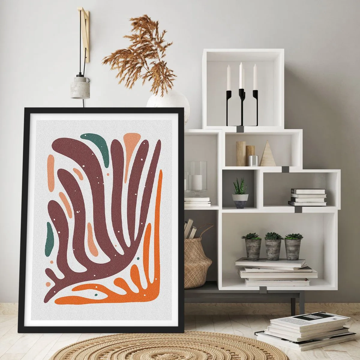 Poster in een zwarte lijst - Stralende organische compositie - 61x91 cm