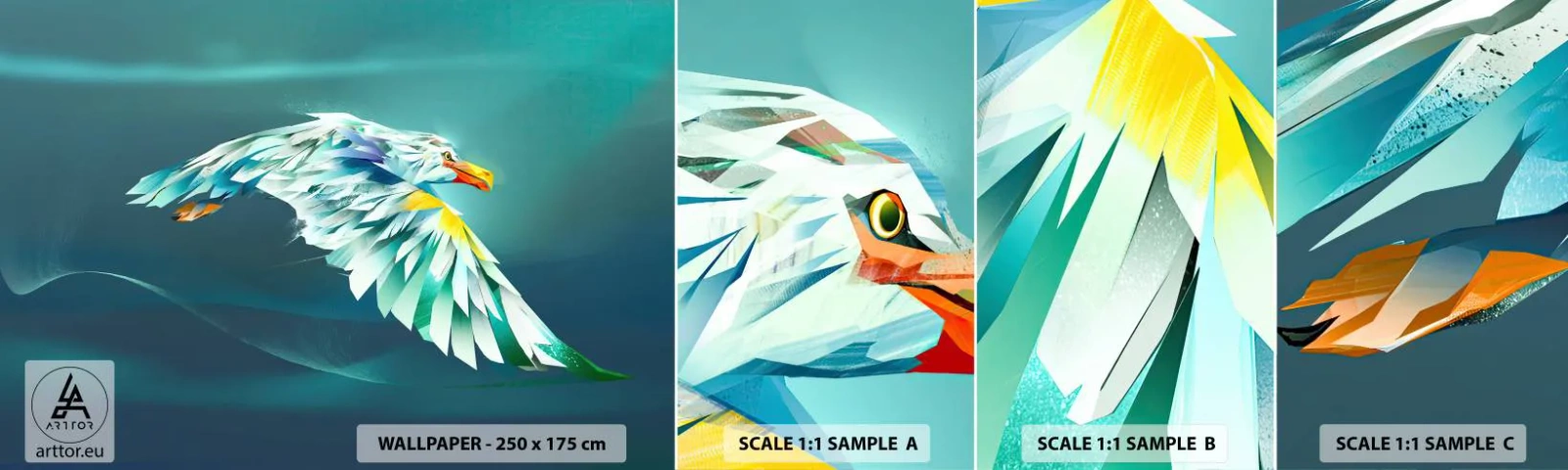 Fotobehang Monster Zelfklevend Deluxe Sticker - De adelaar van je vluchten is de kracht - Abstractie, Adelaar, Vogel - 100x30 cm