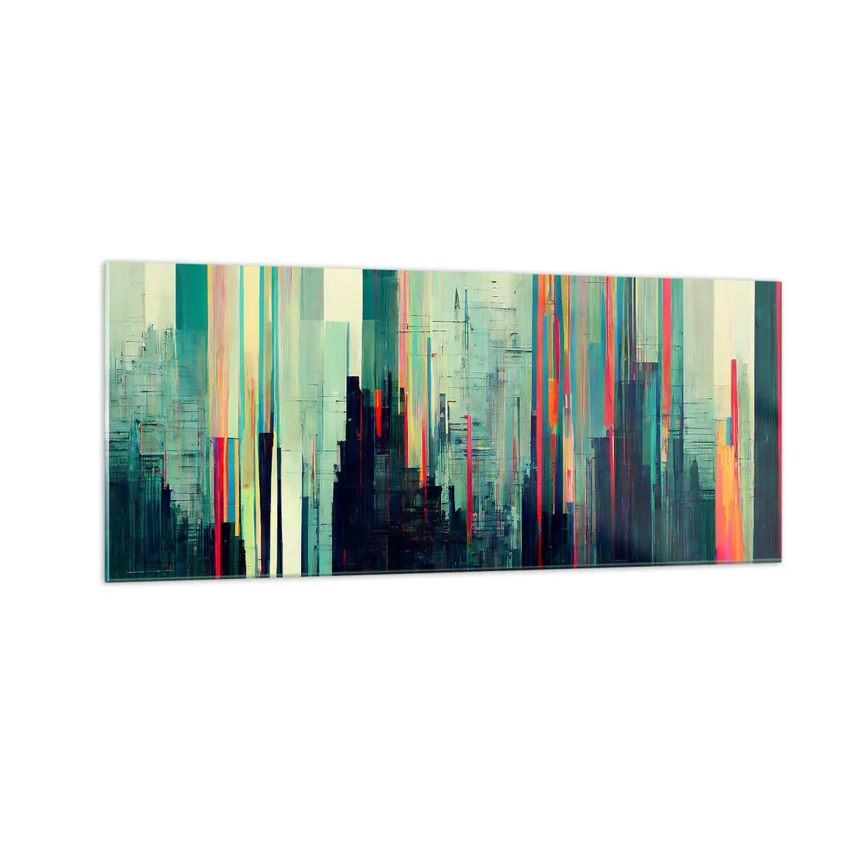 Schilderen op glas - Futuristische stad - 100x40 cm
