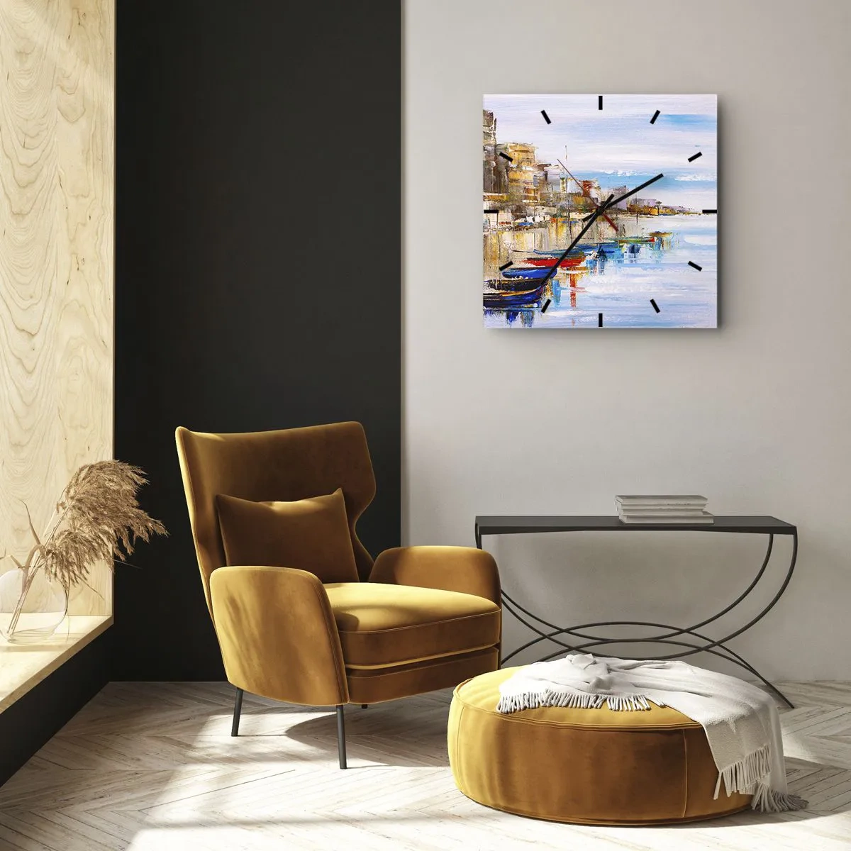Wandklok - Klok - Een veelkleurig stedelijk toevluchtsoord - 30x30 cm