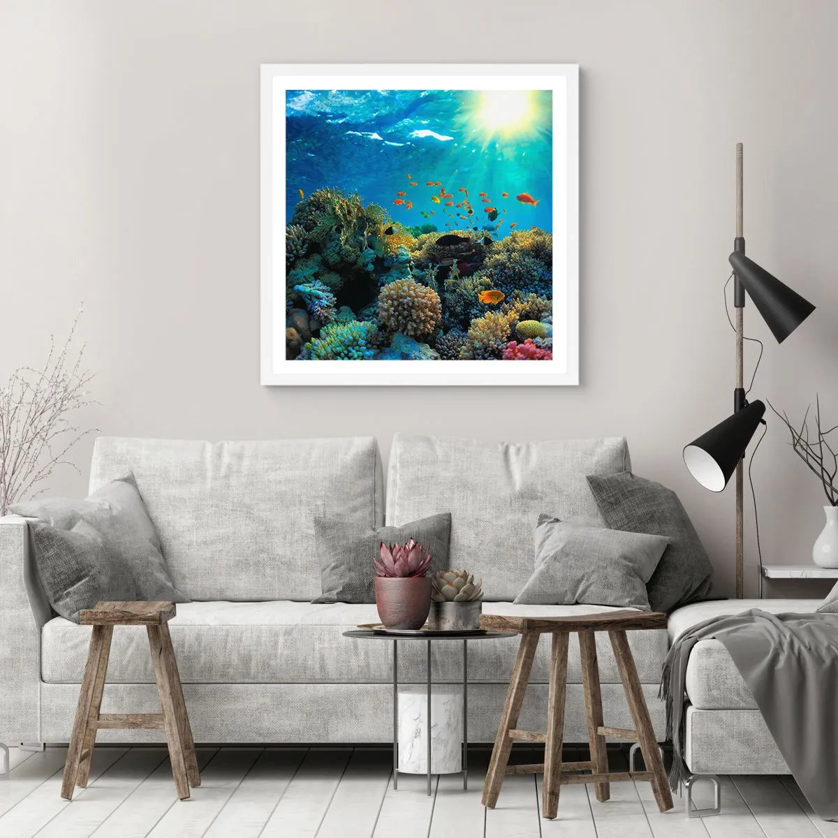 Poster in een witte lijst - Onderwater schatten - 40x40 cm