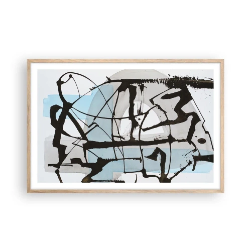 Een poster in een licht eiken lijst - Toch blauw - 91x61 cm