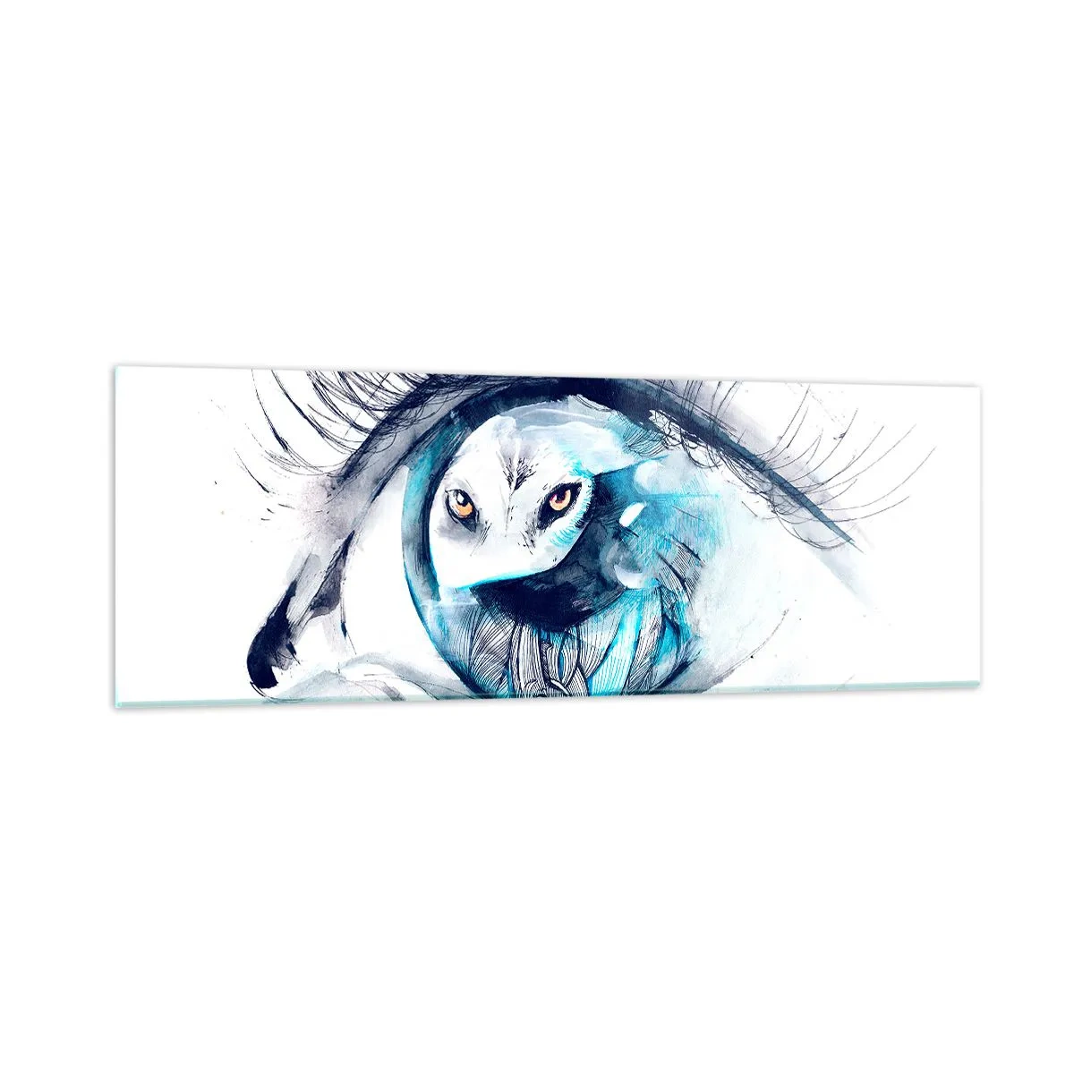 Schilderen op glas - Oog in oog met wildheid - 90x30 cm