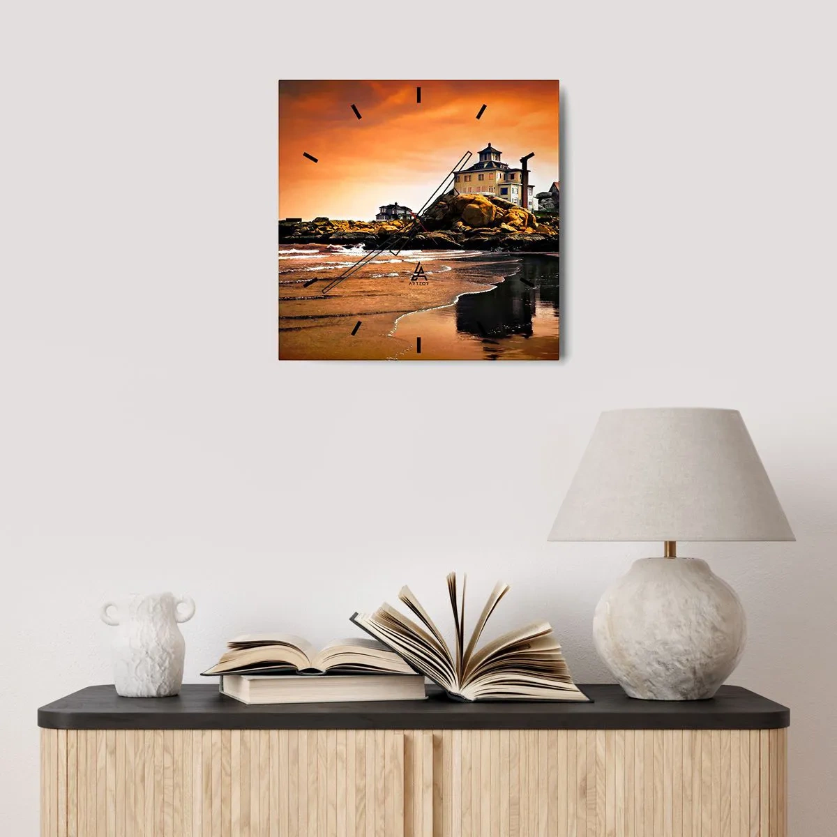 Wandklok - Klok - Westkust elegantie - 30x30 cm