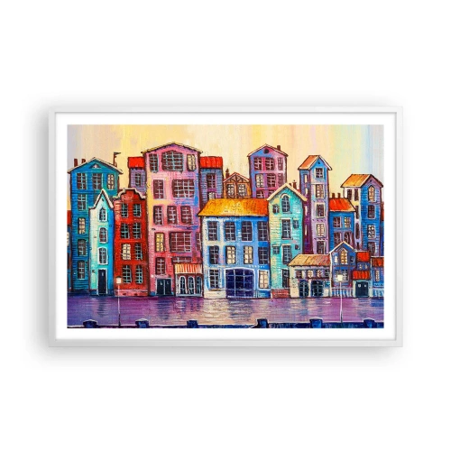 Poster in een witte lijst - Een stad als uit een sprookje - 91x61 cm
