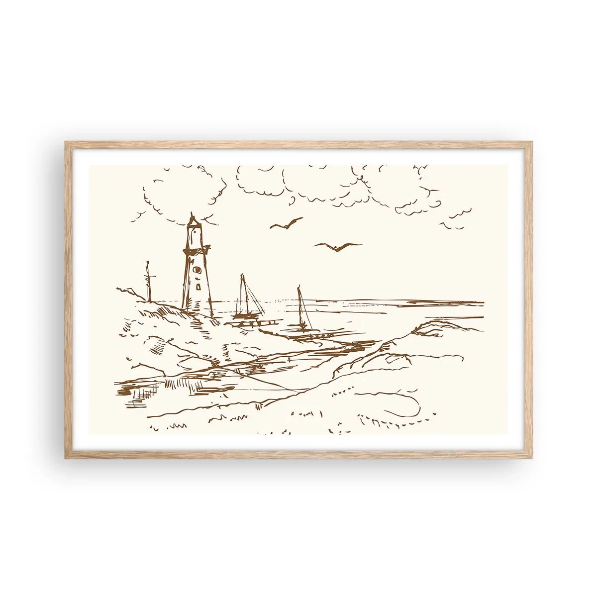 Een poster in een licht eiken lijst - Een overzicht van de herinneringen aan de zomer - 91x61 cm